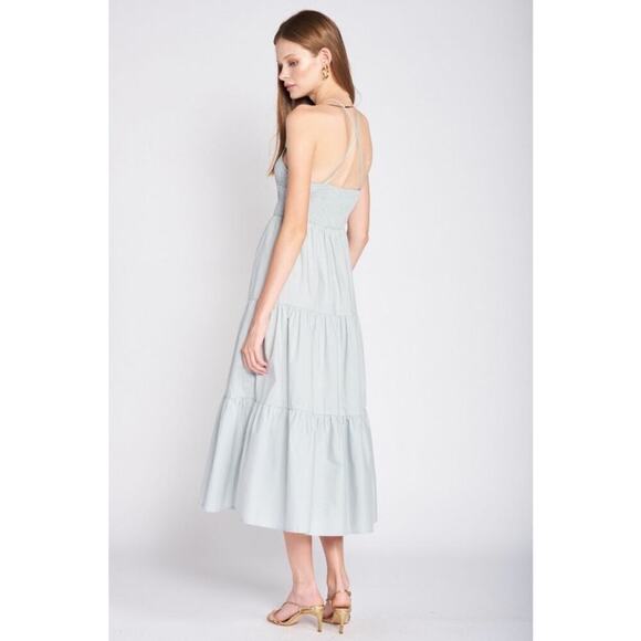 En Saison Ida Seafoam Blue Cotton Poplin Midi Dress Size S - Picture 5 of 15